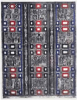 Images Iii Red/Blue Base by Bruce Onobrakpeya