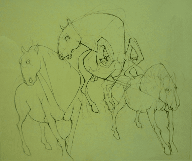 Three Horses by Dumile Feni