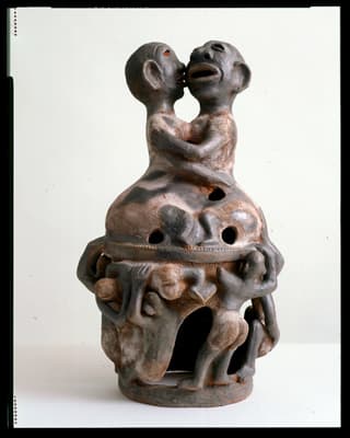 Ceramic Pot Figure 'World ' by Reinata Sadhimba