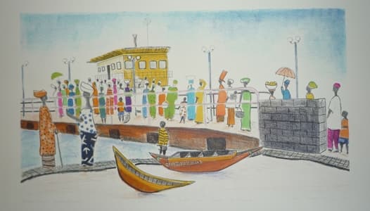 Catching The Boat From Goree To Dakar by Sam Nhlengethwa