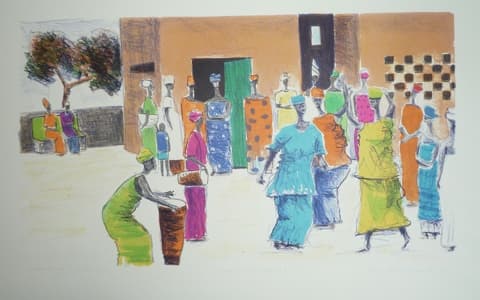 Senegalese Dancers Ii by Sam Nhlengethwa
