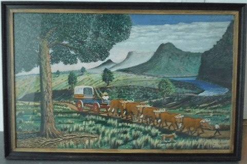 Cape Landscape With Oxen by Tlhapi