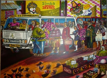 Township Scene by Tommy Motswai