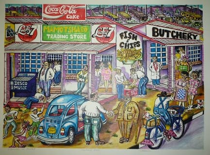 Township At Soweto by Tommy Motswai